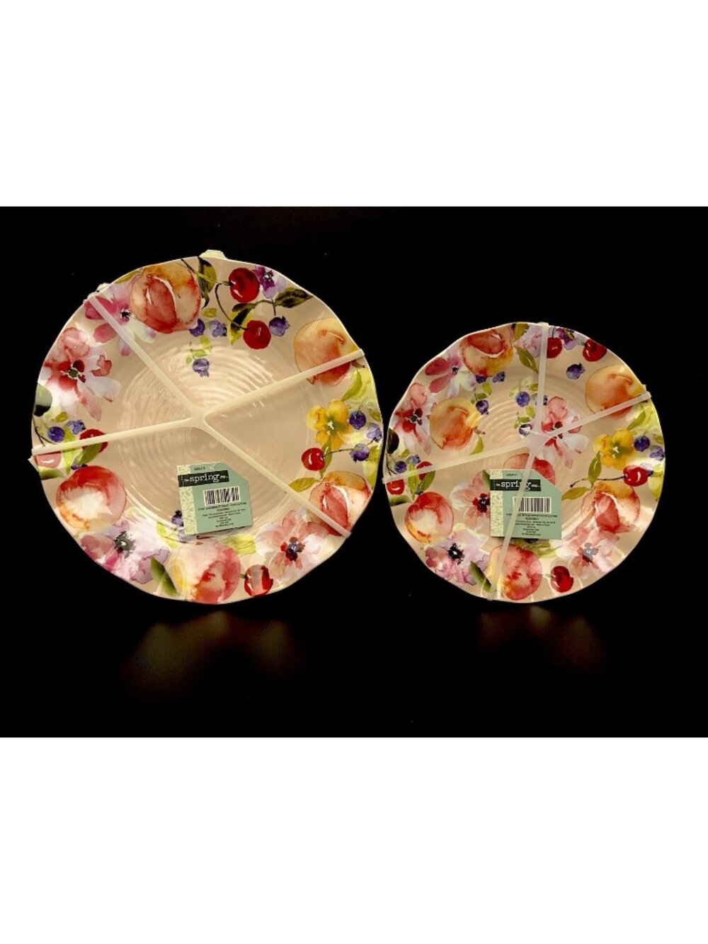 Melamine SET 8 Dinner & Salad Dessert Plates Dinnerware Fruit 4 Designs 11" NWT